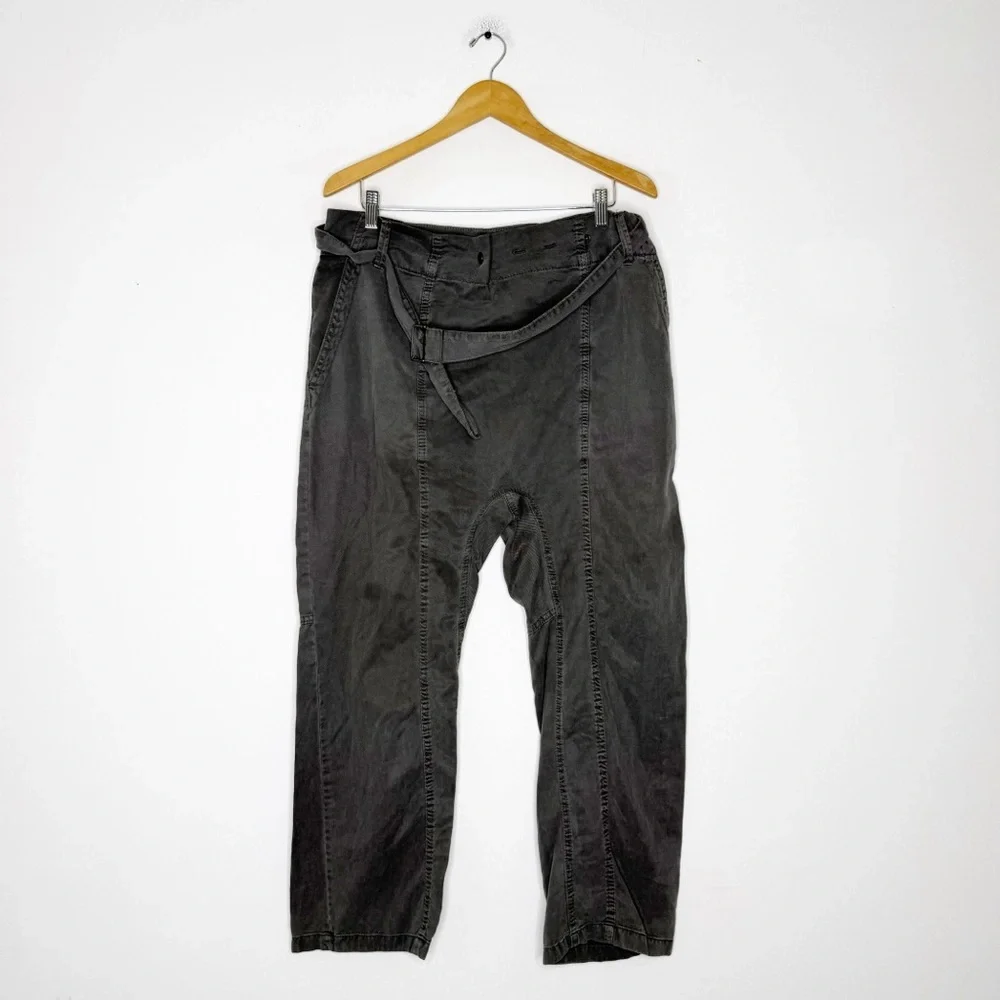 Zara Belted Utility Trouser Pants Size Small Anthracite Gray women’s relaxed